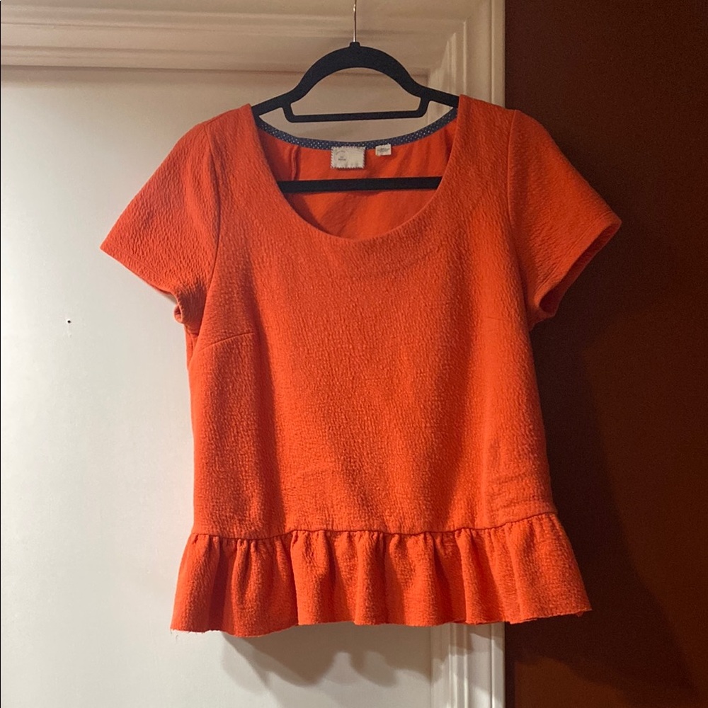 Red Anthropologie Peplum Top